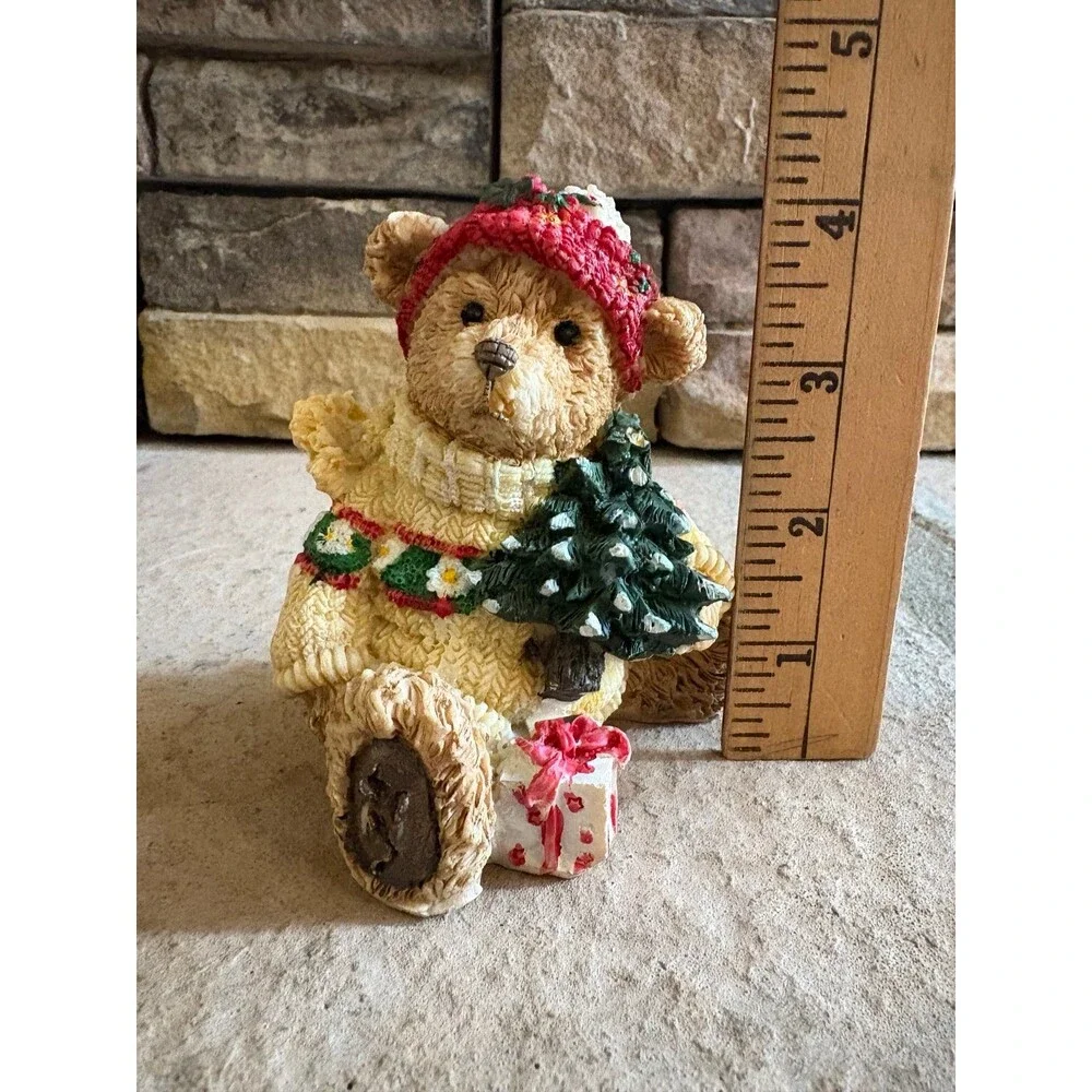 Vintage K's Collection Christmas Decoration Figurine Bear w/hat Sweater Tree